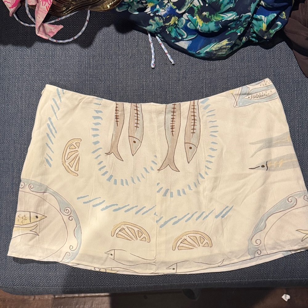 Princess Polly Cream Mini Skirt with Pastel Fish Print - Picture 2 of 3